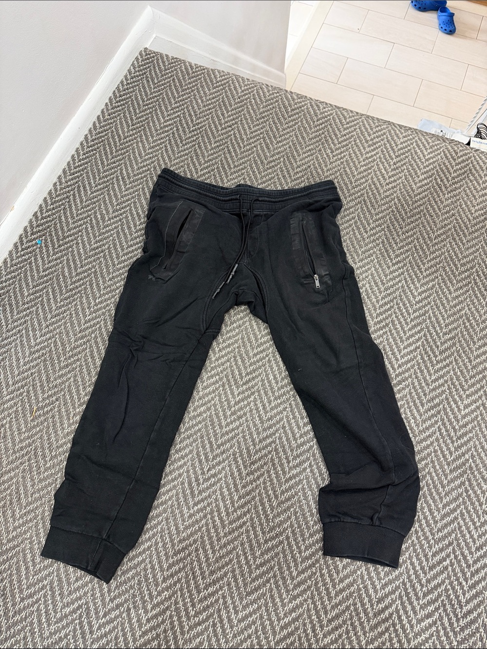 Men's Black Drawstring Jogger Sweatpants with Zipper Pockets